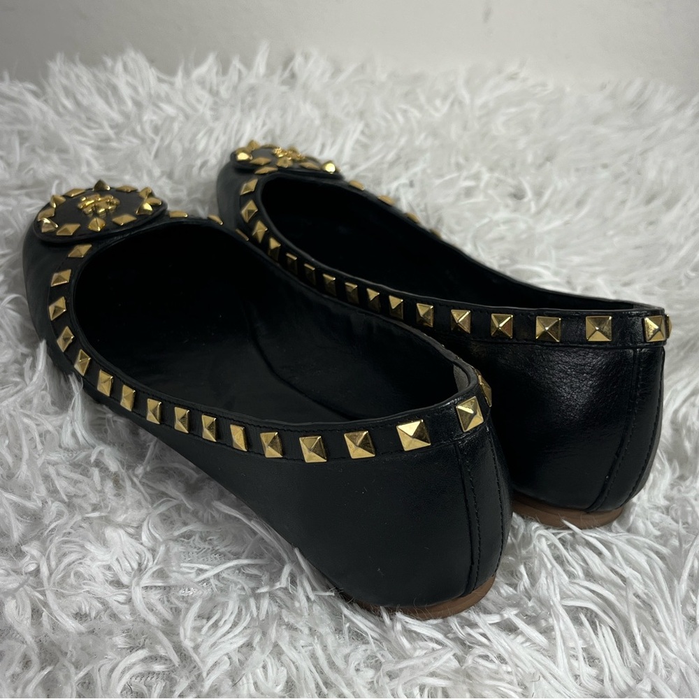 Tory Burch Black Flats Dale Gold Studs Flats - Picture 6 of 11